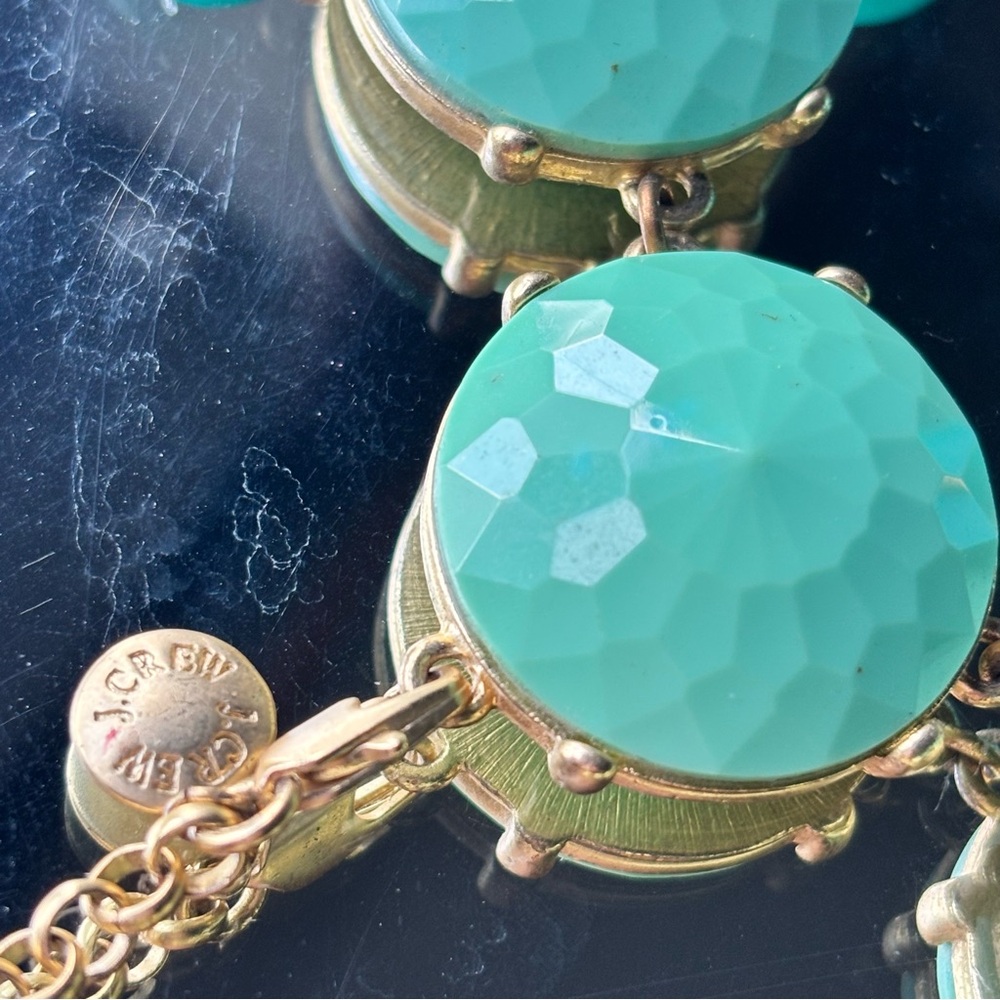 J.Crew Green and Gold Cluster Necklace with Cascading Beads - Picture 16 of 16